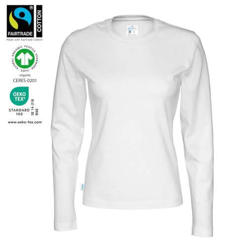 T-Shirt Long Sleeve Lady White XS (GOTS)