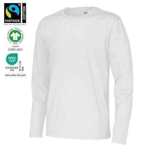 T-Shirt Long Sleeve Man White 4XL (GOTS)