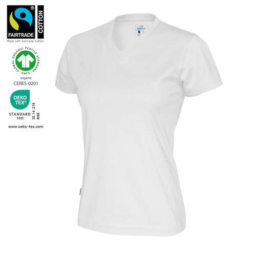 T-Shirt V-Neck Lady White 4XL (GOTS)