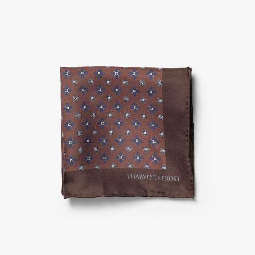 Handkerchief Silk Floral Brown