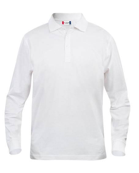 LINCOLN Langarm Poloshirt  besticken lassen chic white