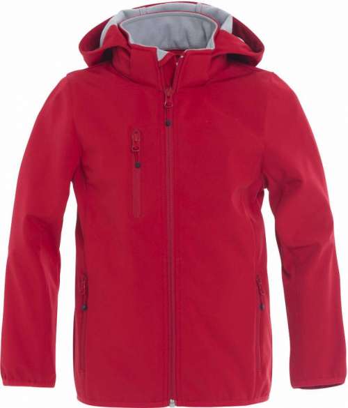Kinder Softshell Jacke besticken lassen NW020909 Clique weiss/rot