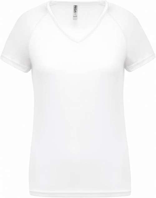 Damen V-Neck Sport T-Shirt PA477 Kariban ProAct chic white