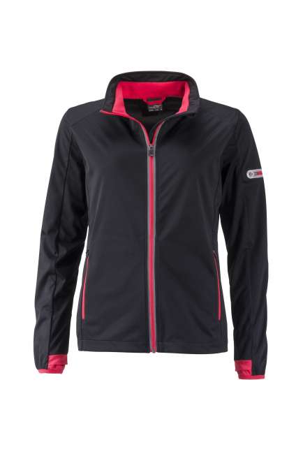 Ladies' Sports Softshell Jacket black/light-red
