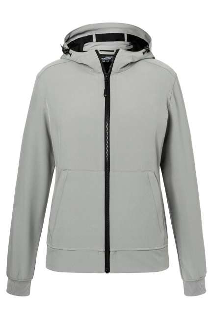 Ladies' Hooded Softshell Jacket light-grey/black