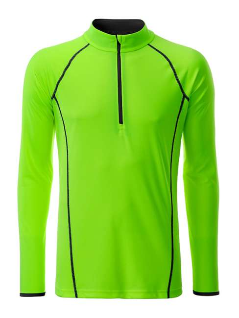 Men's Sports Shirt Longsleeve bright-green/black