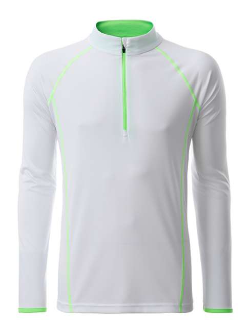 Men's Sports Shirt Longsleeve white/bright-green
