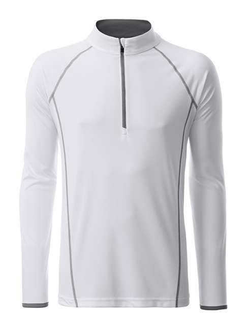 Men's Sports Shirt Longsleeve white/silver
