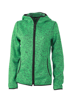Ladies' Knitted Fleece Hoody green-melange/black