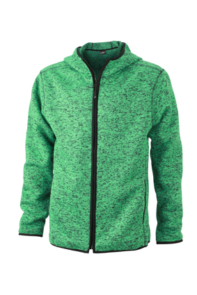 Men's Knitted Fleece Hoody green-melange/black