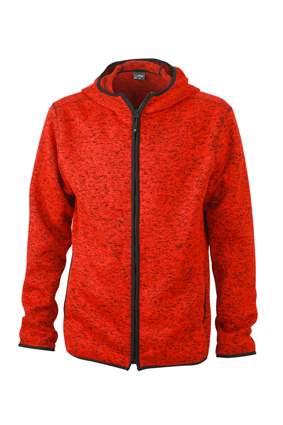 Men's Knitted Fleece Hoody red-melange/black