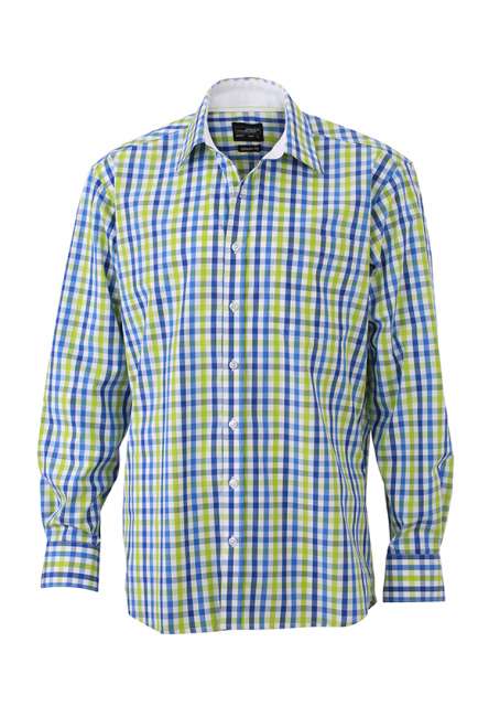 Men's Checked Shirt royal/blue-green-white