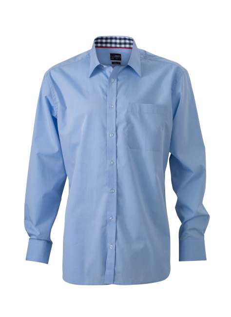 Men's Plain Shirt light-blue/navy-white
