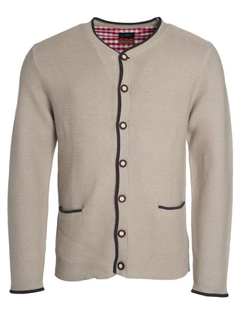 Men's Traditional Knitted Jacket beige/anthracite-melange/red