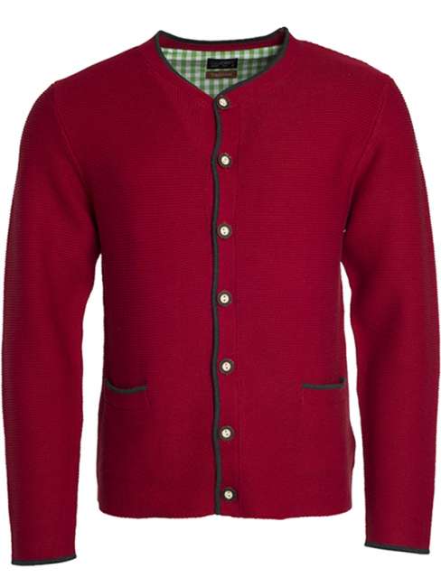 Men's Traditional Knitted Jacket red/anthracite-melange/green