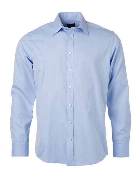 Men's Shirt Longsleeve Herringbone light-blue