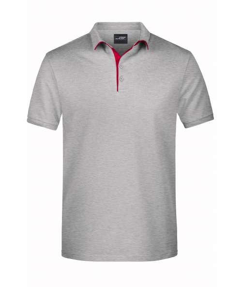 Men's Polo Single Stripe grey-heather/red