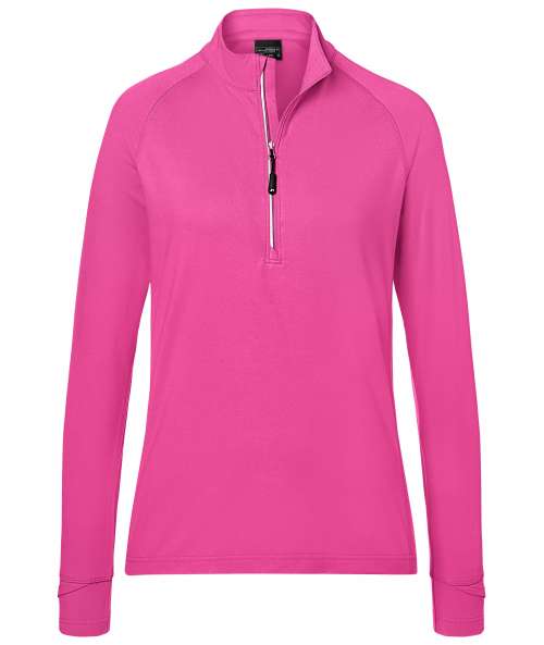 Ladies' Sports  Shirt Half-Zip pink