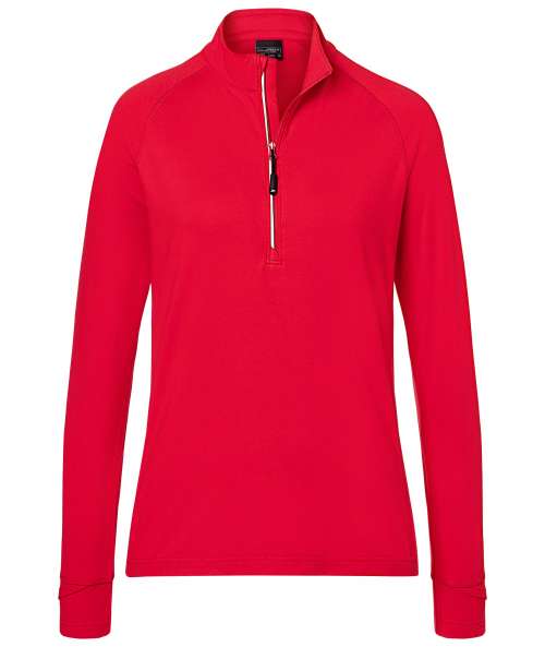 Ladies' Sports  Shirt Half-Zip red