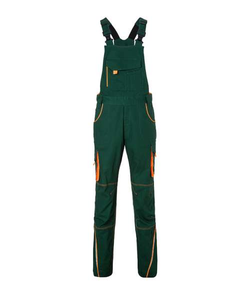 Workwear Pants with Bib - COLOR - dark-green/orange