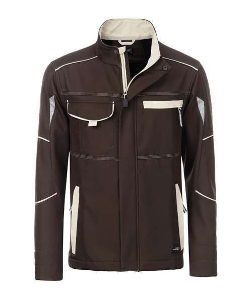Workwear Softshell Jacket - COLOR - brown/stone