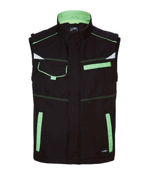 Workwear Softshell Vest - COLOR - black/lime-green
