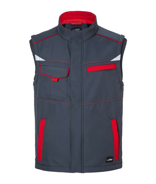 Workwear Softshell Vest - COLOR - carbon/red