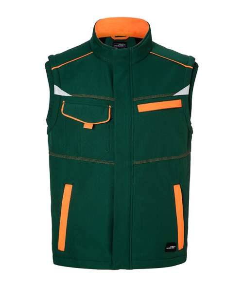 Workwear Softshell Vest - COLOR - dark-green/orange