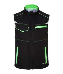 Workwear Softshell Padded Vest - COLOR - black/lime-green/konfigurator