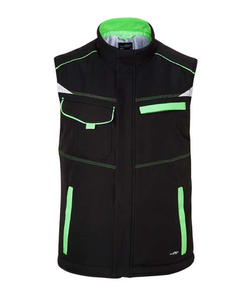 Workwear Softshell Padded Vest - COLOR - black/lime-green