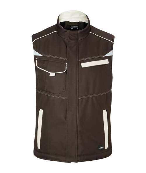 Workwear Softshell Padded Vest - COLOR - brown/stone