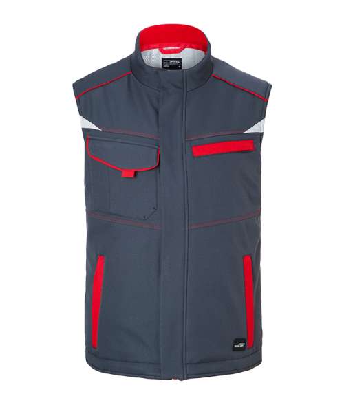 Workwear Softshell Padded Vest - COLOR - carbon/red