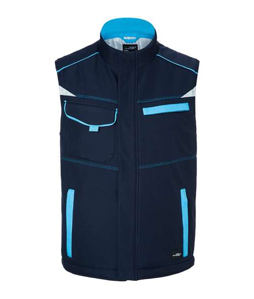 Workwear Softshell Padded Vest - COLOR - navy/turquoise