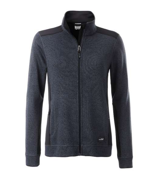 Ladies' Knitted Workwear Fleece Jacket - STRONG - carbon-melange/black