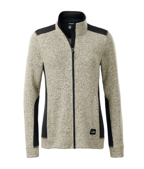 Ladies' Knitted Workwear Fleece Jacket - STRONG - stone-melange/black