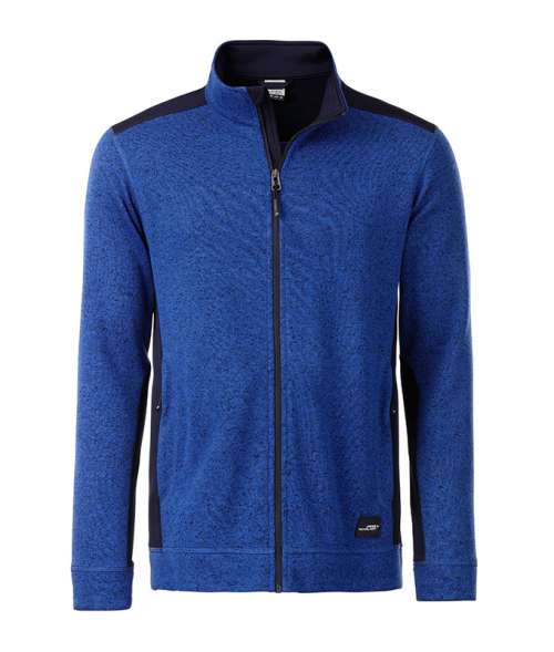Men's Knitted Workwear Fleece Jacket - STRONG - royal-melange/navy