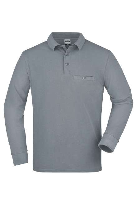 Men's Workwear Polo Pocket Longsleeve grey-heather