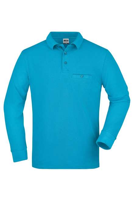 Men's Workwear Polo Pocket Longsleeve turquoise