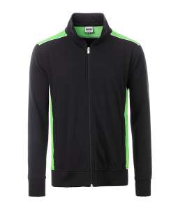 Men's Workwear Sweat Jacket - COLOR - black/lime-green