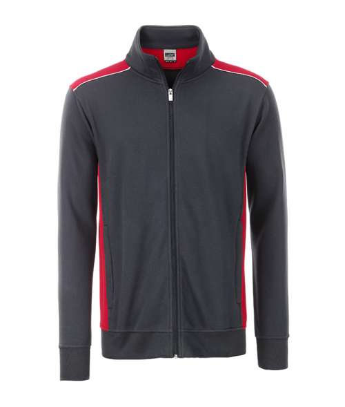 Men's Workwear Sweat Jacket - COLOR - carbon/red