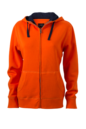 Ladies' Lifestyle Zip-Hoody dark-orange/navy