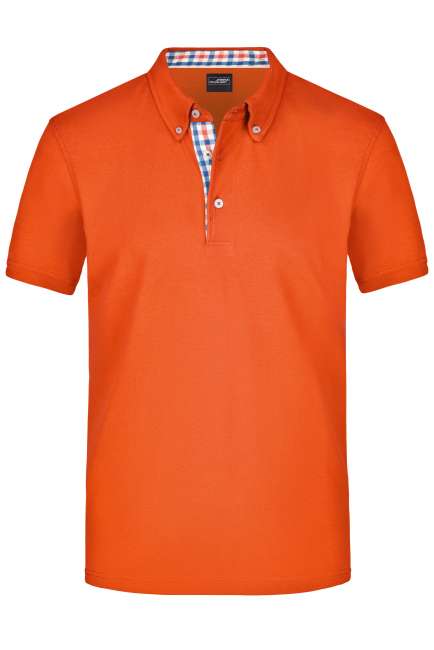 Men's Plain Polo dark-orange/blue-orange-white