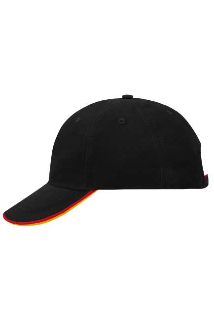6 Panel Double Sandwich Cap black/red/gold-yellow