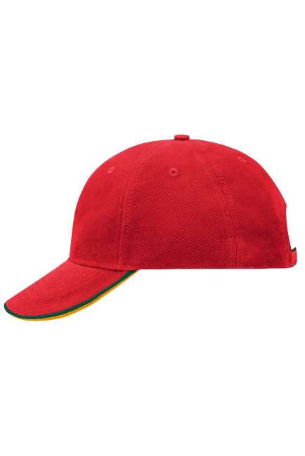6 Panel Double Sandwich Cap red/green/gold-yellow
