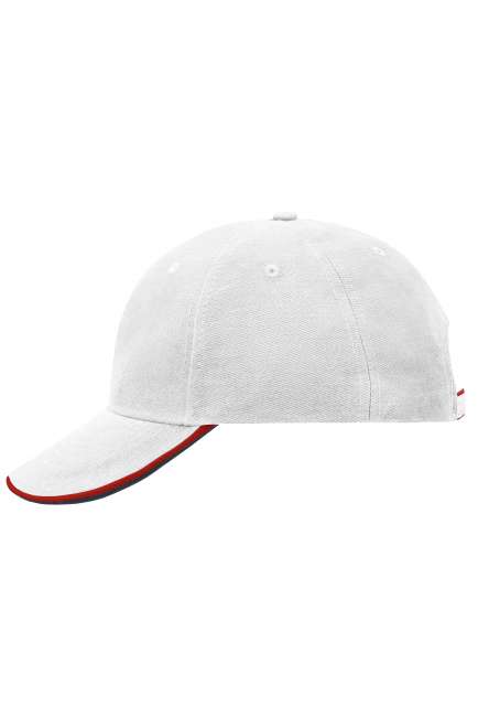6 Panel Double Sandwich Cap white/red/navy