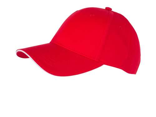 6 Panel Brushed Sandwich Cap red/white