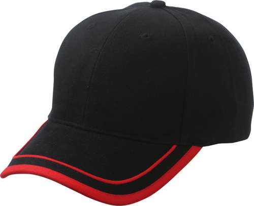 6 Panel Piping Cap black/red