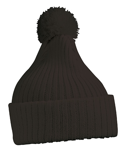 Knitted Cap with Pompon black