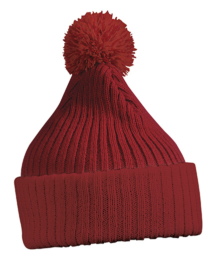Knitted Cap with Pompon burgundy