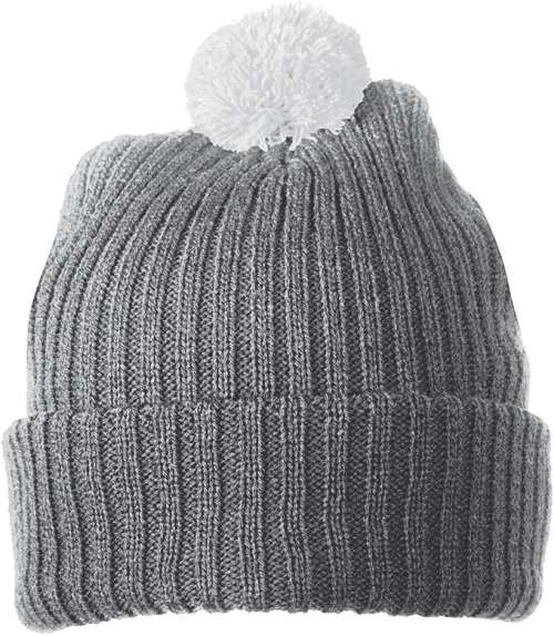 Knitted Cap with Pompon dark-grey/light-grey